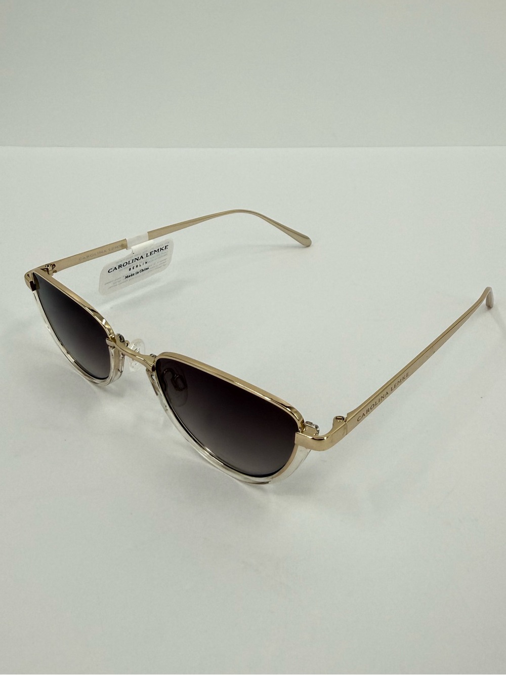 Carolina Lemke Berlin Lura Cat-Eye Sunglasses Clear Gold CL6985-5 49/20/140